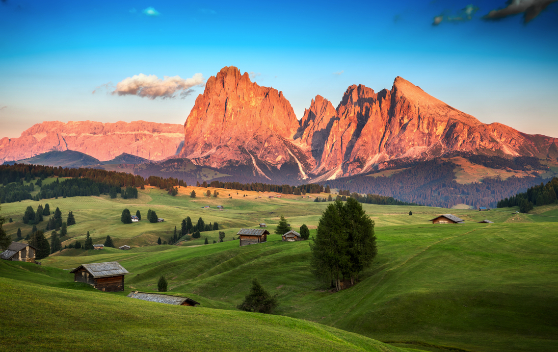 Seiser Alm mit Langkofel, Italien