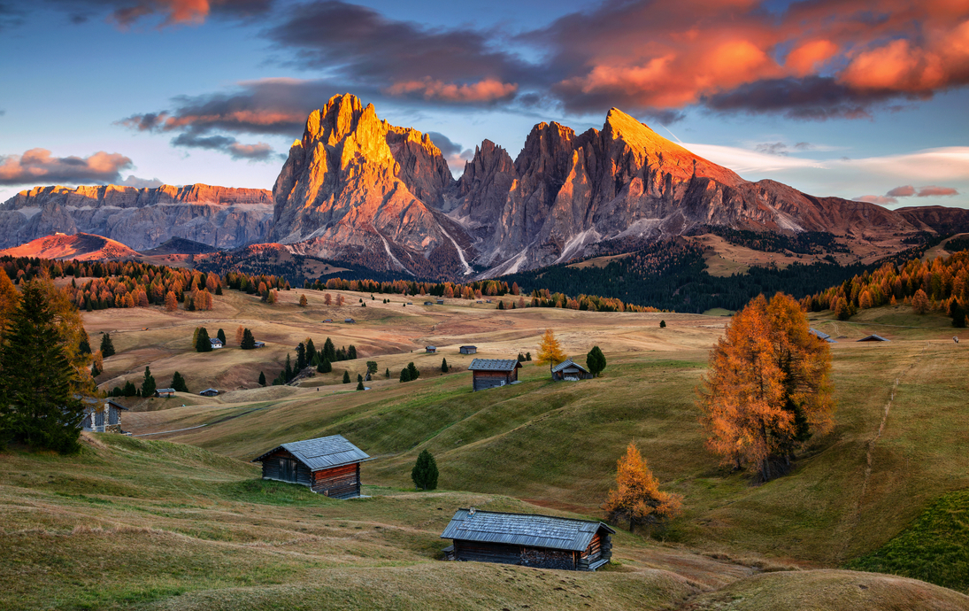 Seiser Alm mit Langkofel, Italien