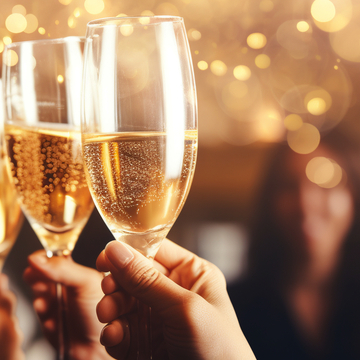 Nahaufnahme von Menschen, die mit Champagnergläsern anstoßen - © Oleksandr - stock.adobe.com