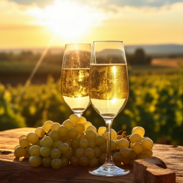 ein gekühltes Glas Prosecco-Sekt auf einem rustikalen Holztisch - © aicandy - stock.adobe.com